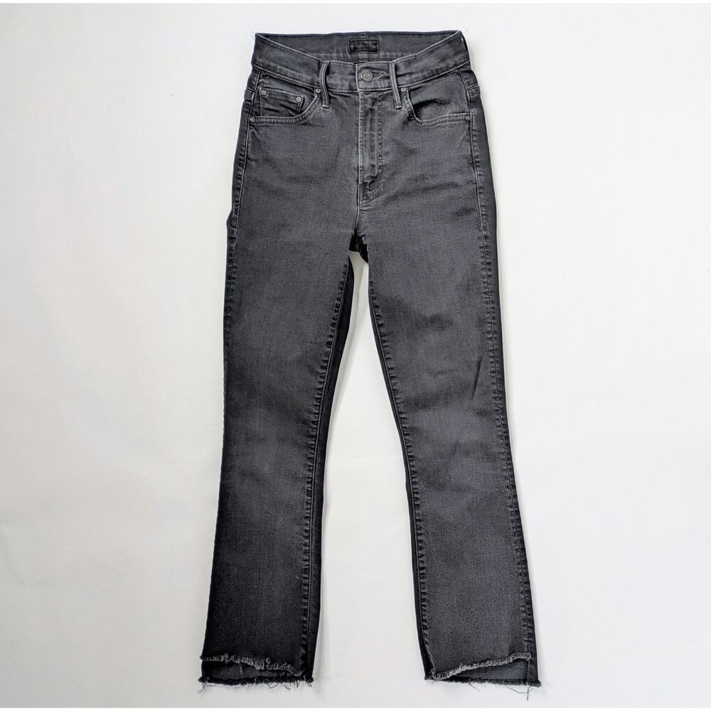 MOTHER Insider Crop Step Fray Jeans 24 Runs Small Black Gray Ankle Crop 11" W